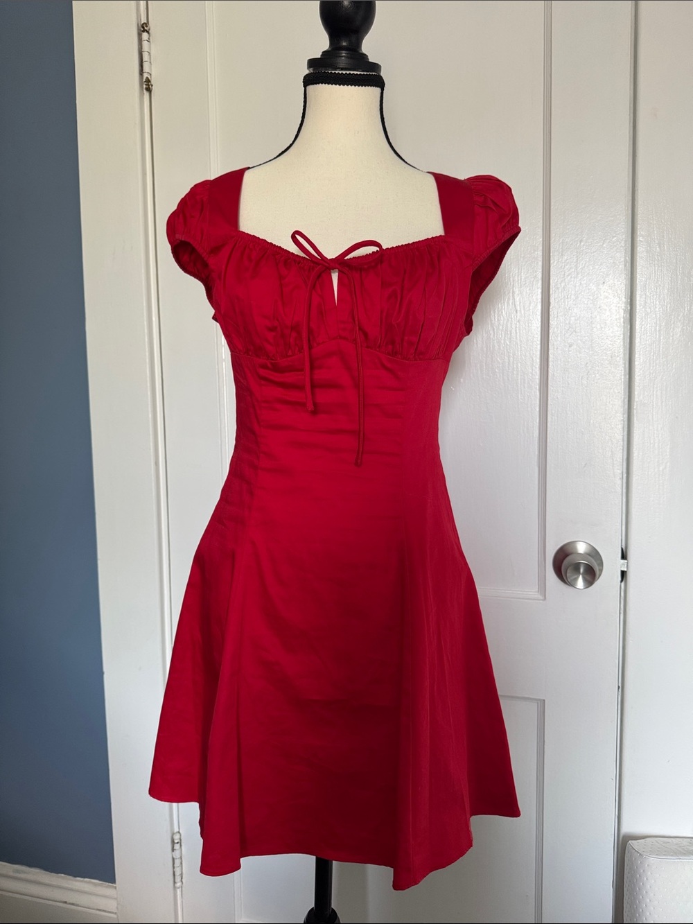 ASTR Mini Poplin Fit and Flare Milkmaid Dress